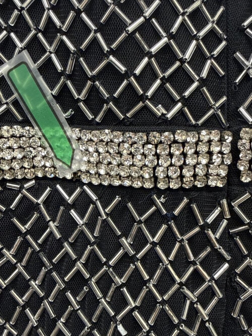 Mac Duggal Size 12 Black Silver Beaded Short Sleeve Cocktail Formal Dress Flaw - Picture 7 of 11